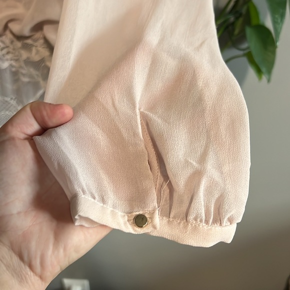 Blush Pink Sheer Dynamite Long Sleeve Blouse - Picture 3 of 8